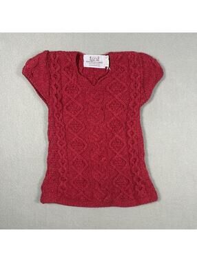 Women’s Sweater Top Red Cable Knit Wool Vintage